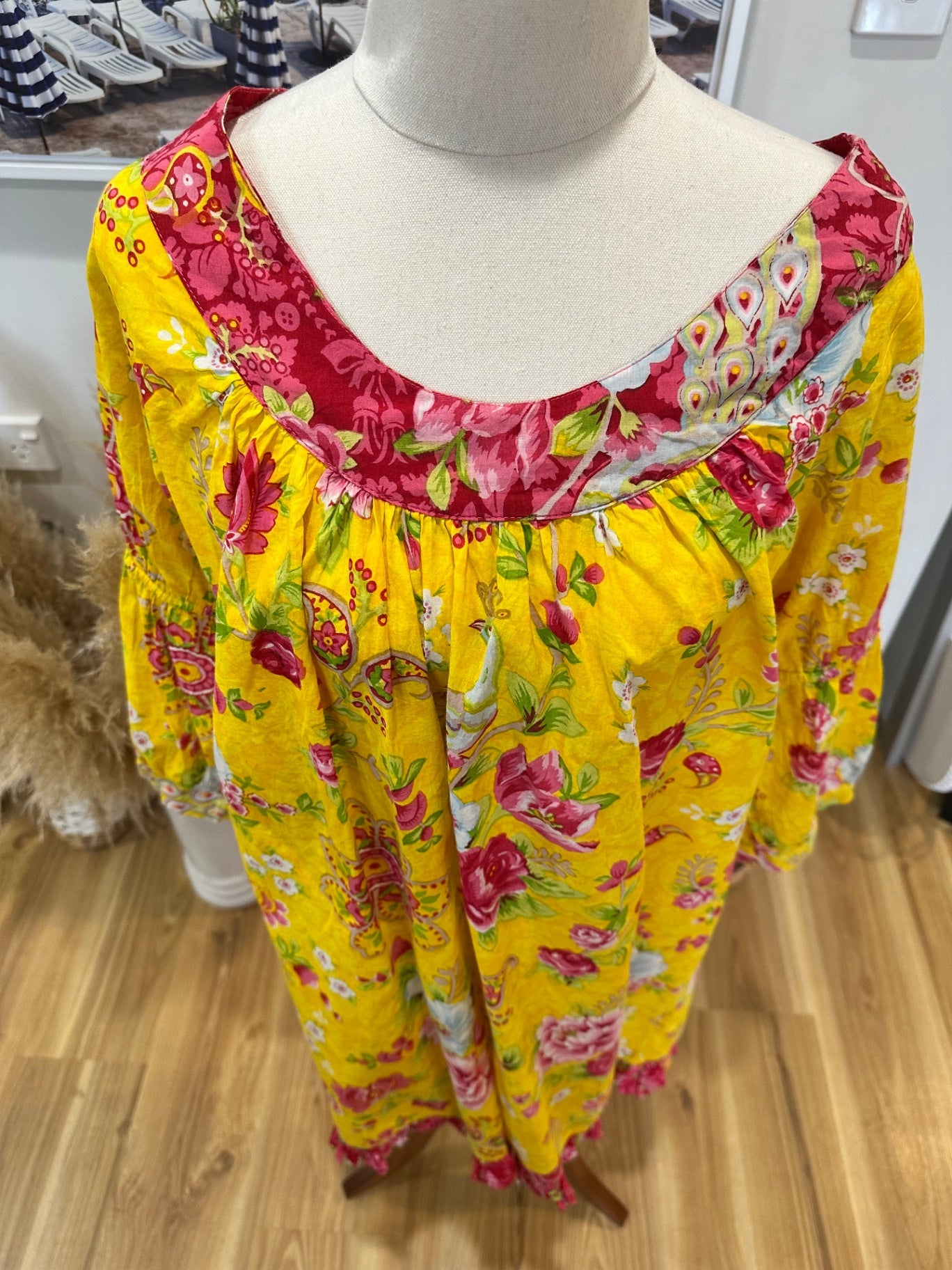 100% Cotton - Rhum Raisin - Dress - Yellow / Pink