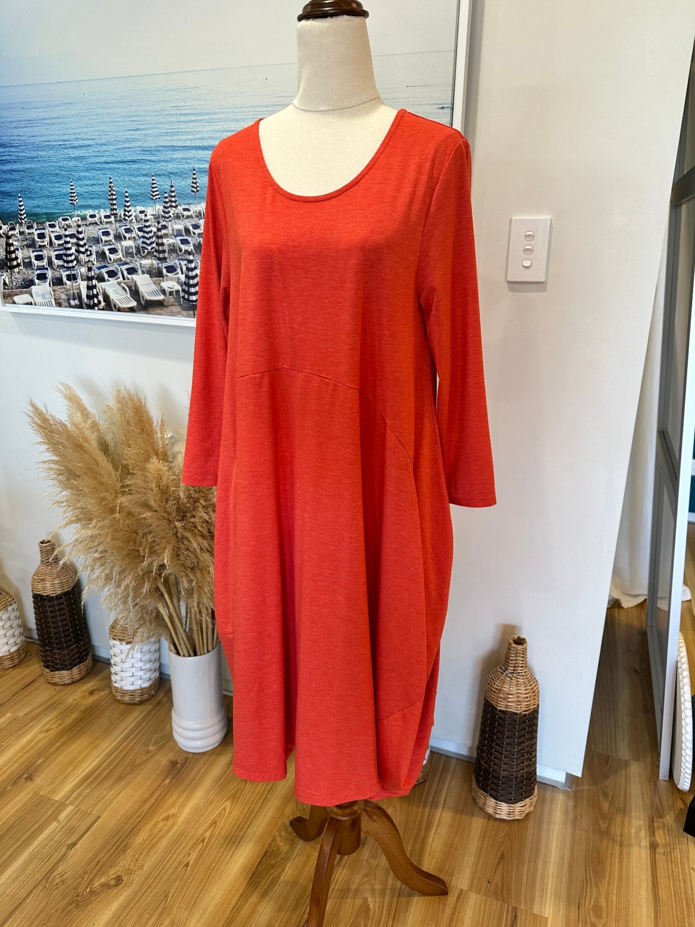 Foil - Long sleeve Dress - Medium - Coral