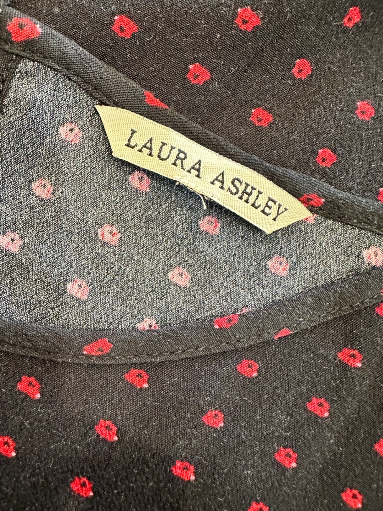 Laura Ashley - Top - Small - Black with Red pattern
