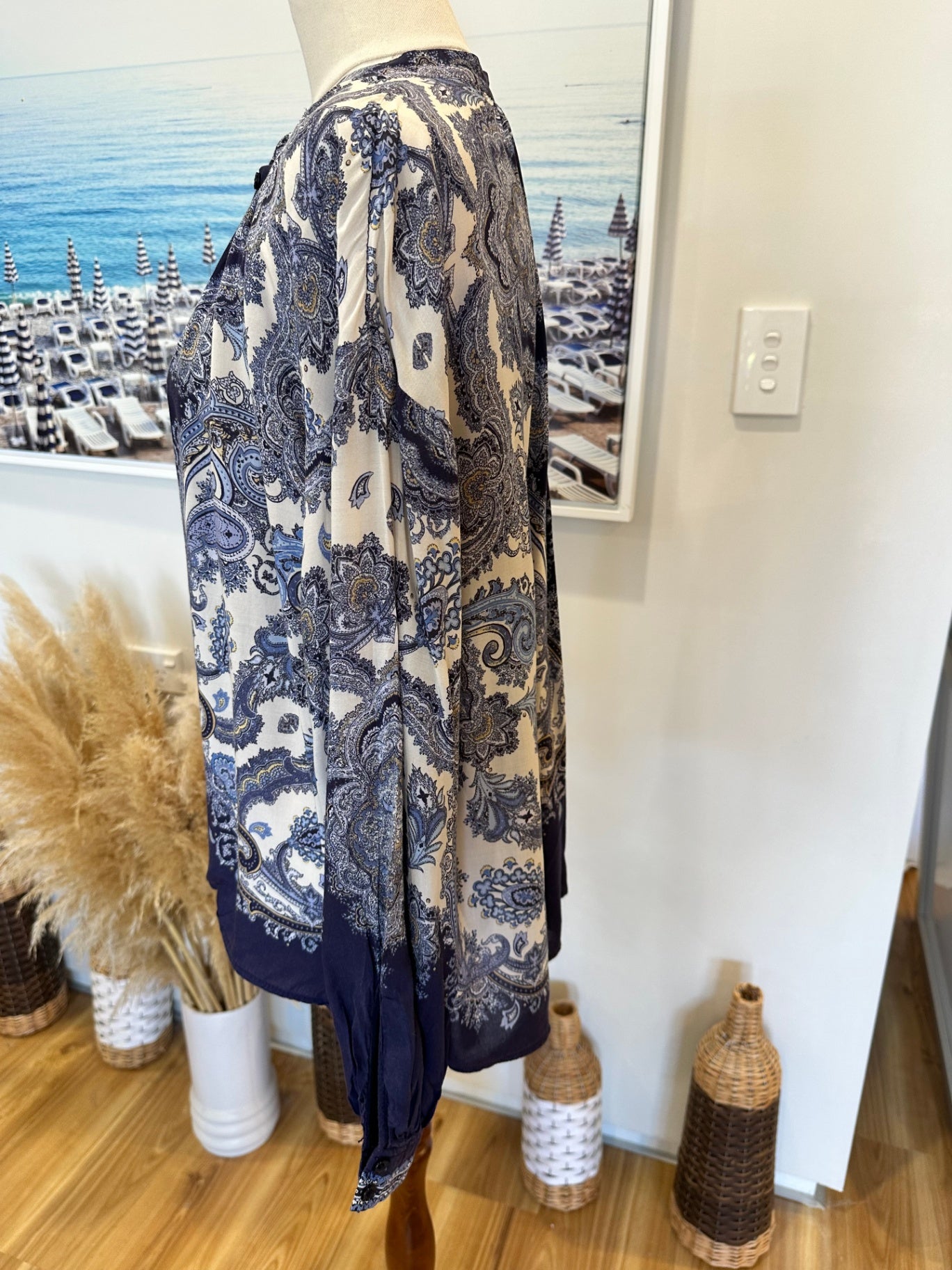 H&M Bohemian Paisley Blouse - Size 8