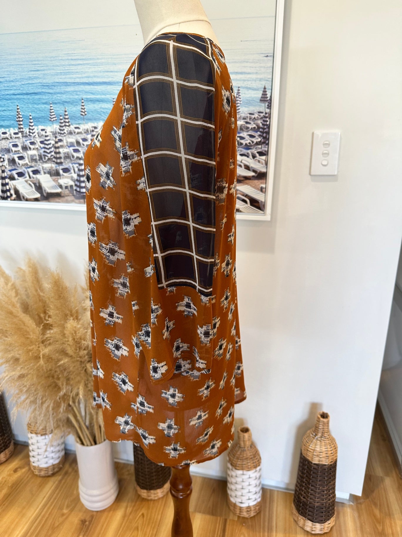 Blouse - Brown / Navy - Size 12