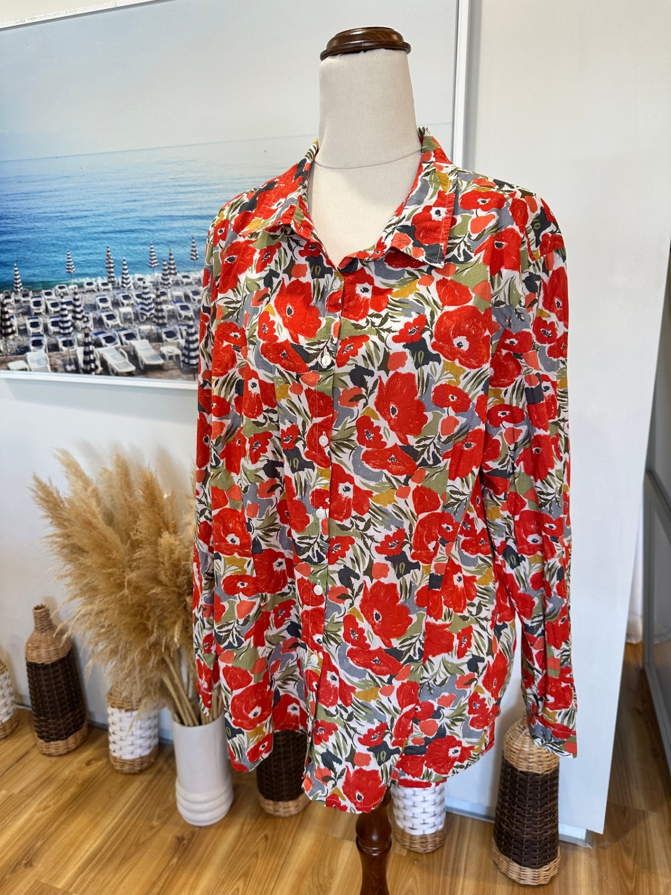 Seasalt Cornwall - Shirt - Size 18 - Red Poppies