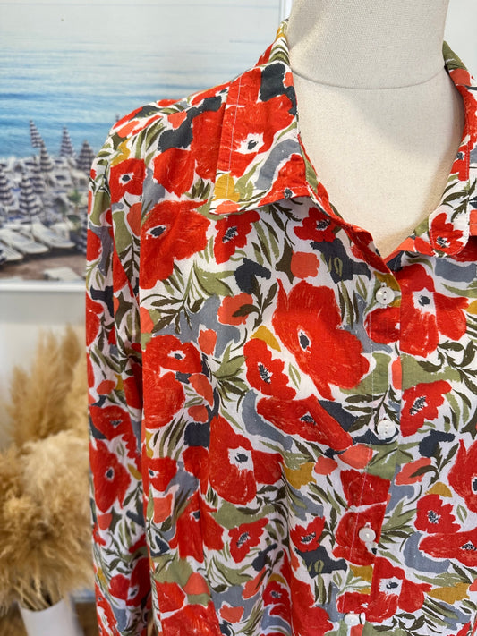 Seasalt Cornwall - Shirt - Size 18 - Red Poppies