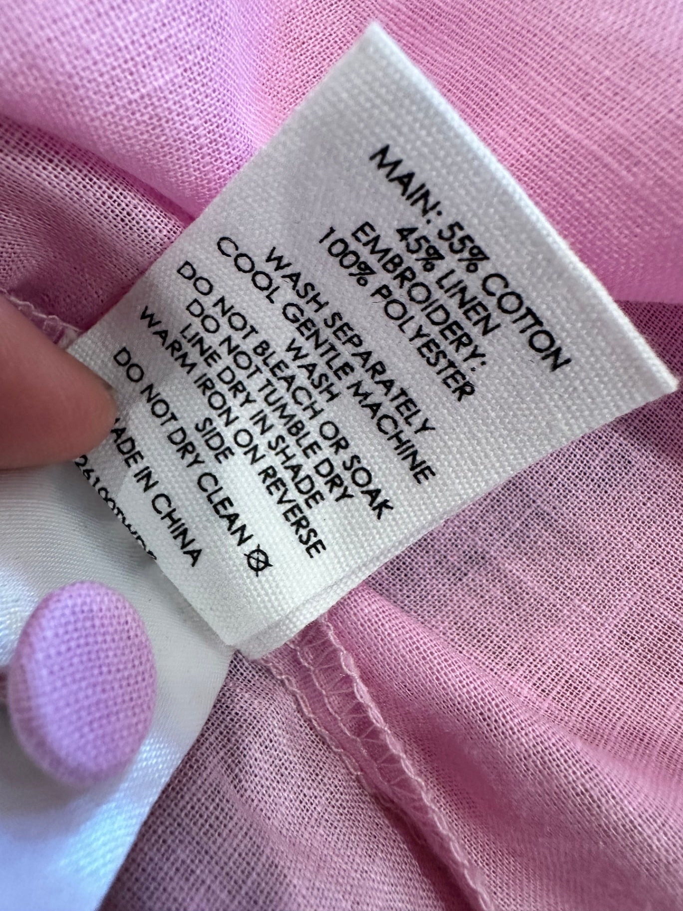 Decjuba - Pink Embroidery Blouse - Size 12 - 55% Cotton / 45% Linen