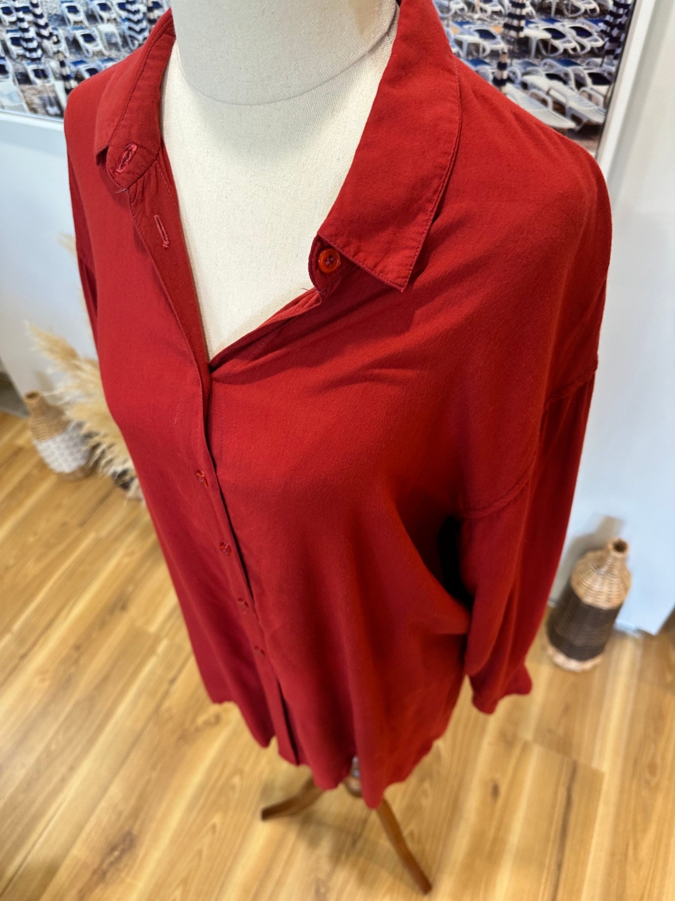 Go East - Longline Shirt - Small / Medium - Red