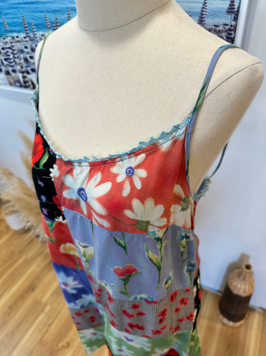 Anleo - Patchwork Babydoll Dress - Size Large