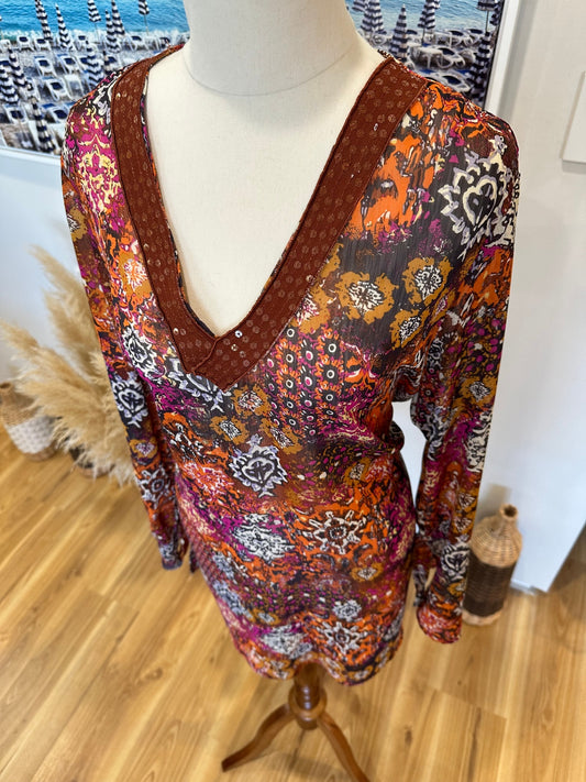 Kaftan - Size 14 - Orange / Purple