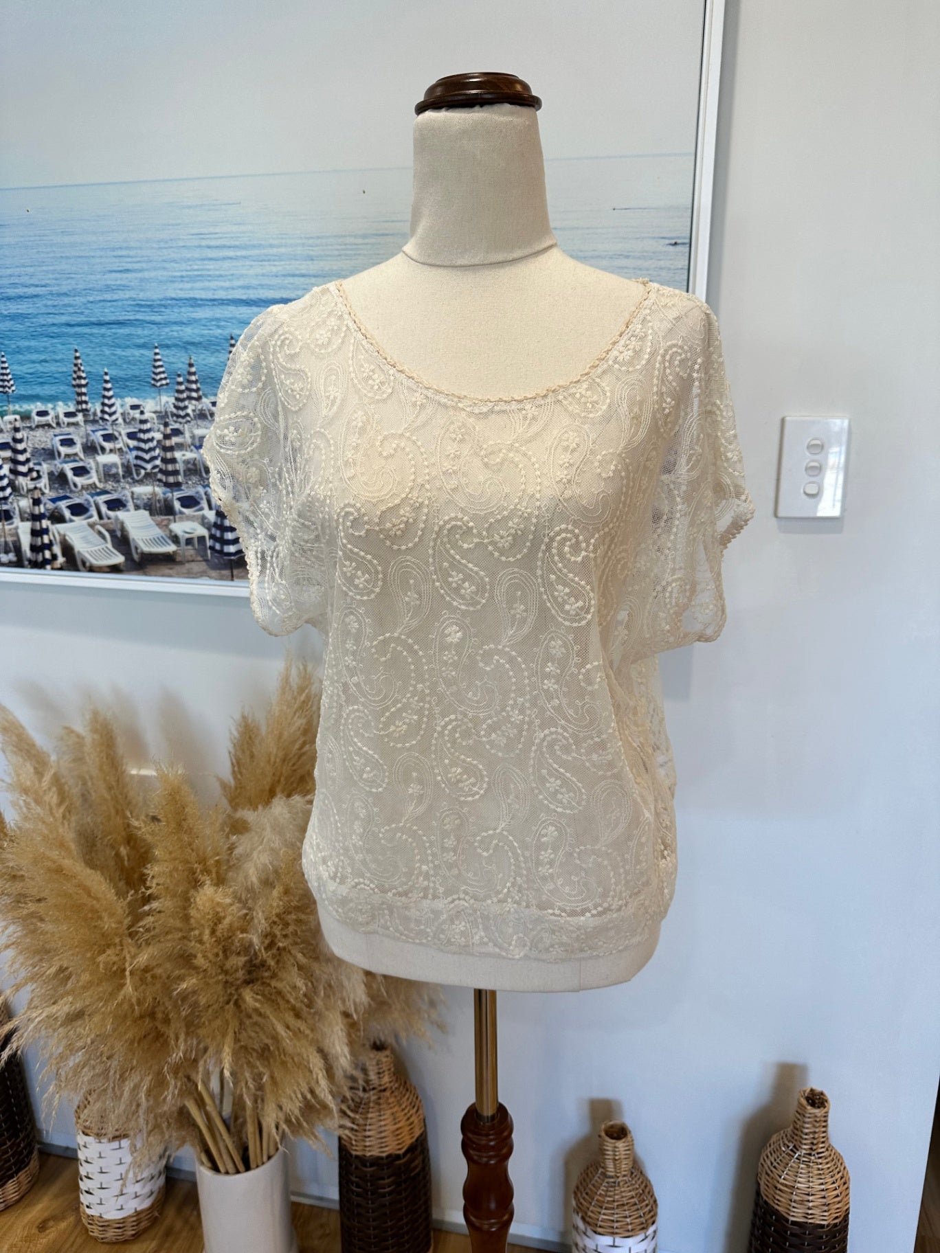 Batwing Blouse - Small / Medium - Cream/Off-white