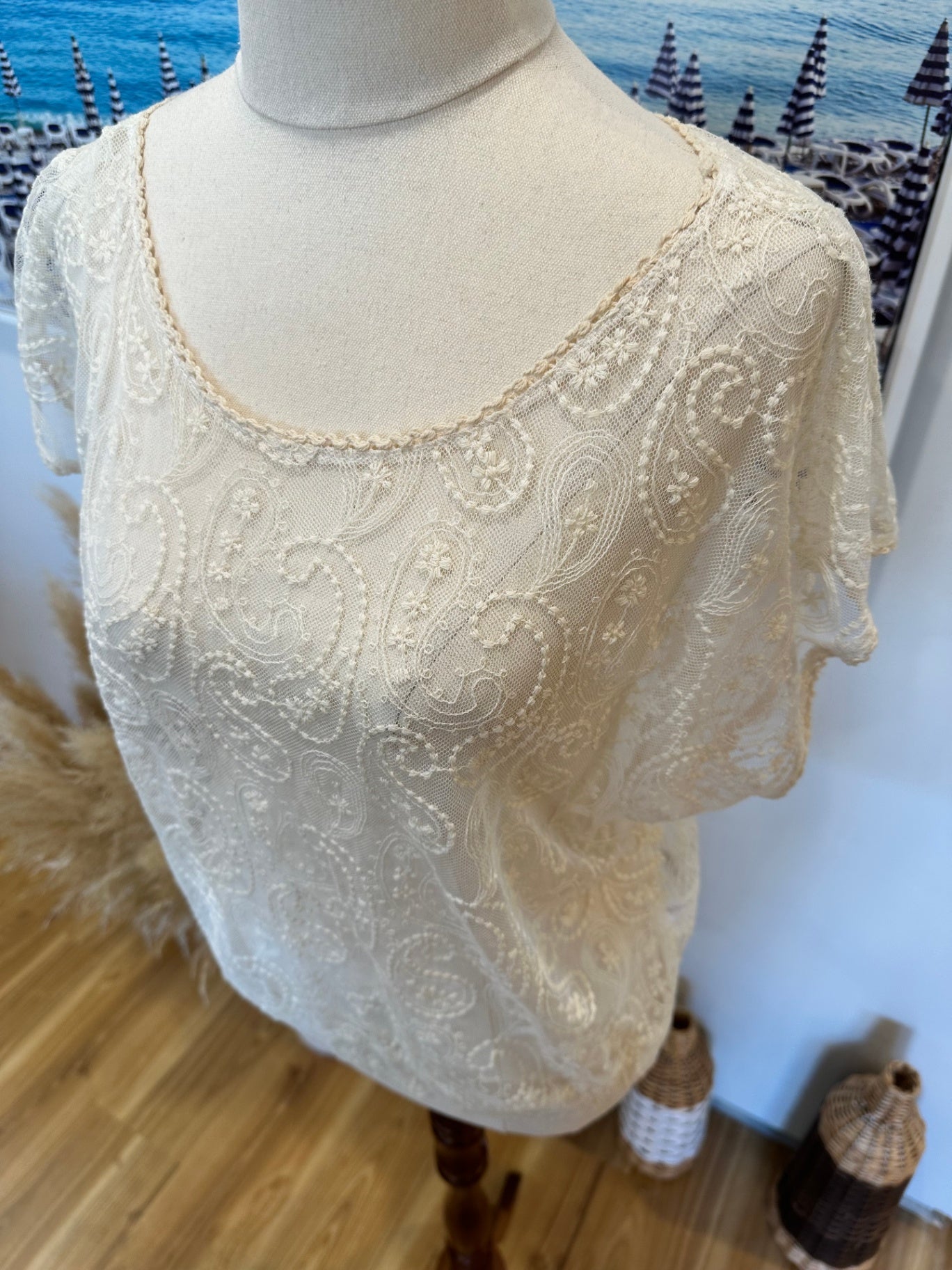 Batwing Blouse - Small / Medium - Cream/Off-white