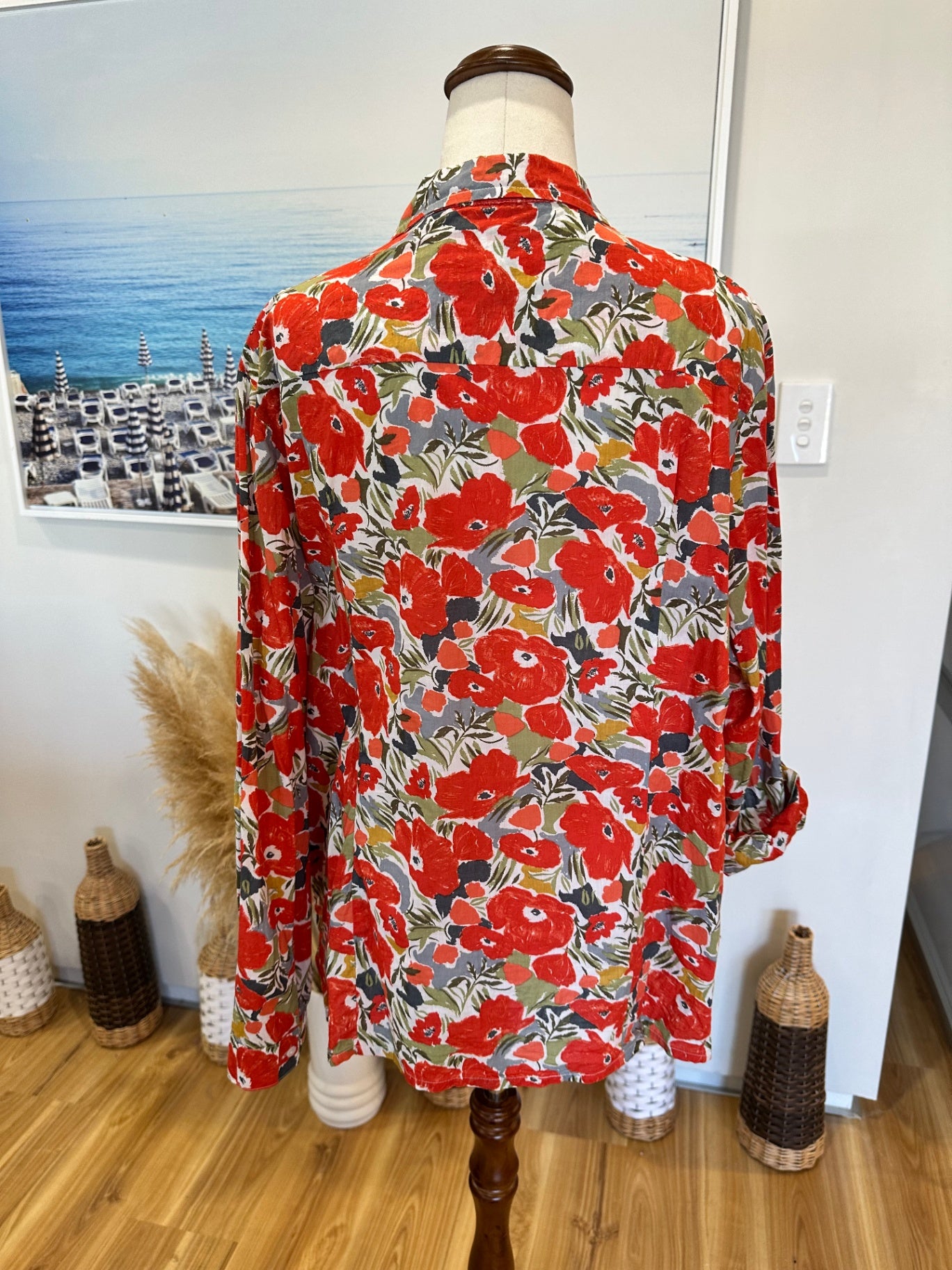 Seasalt Cornwall - Shirt - Size 18 - Red Poppies