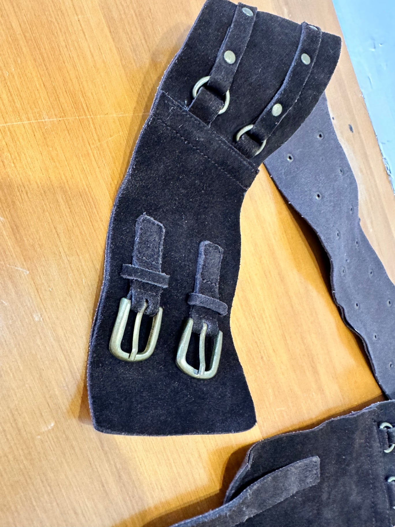 Vintage - Suede Dual-Buckle Belt - Medium - Brown