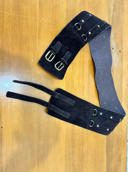 Vintage - Suede Dual-Buckle Belt - Medium - Brown