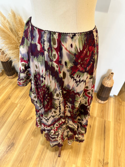 Philosophy - Skirt - Size 12 - Silk - Multicolour / Tie Dye
