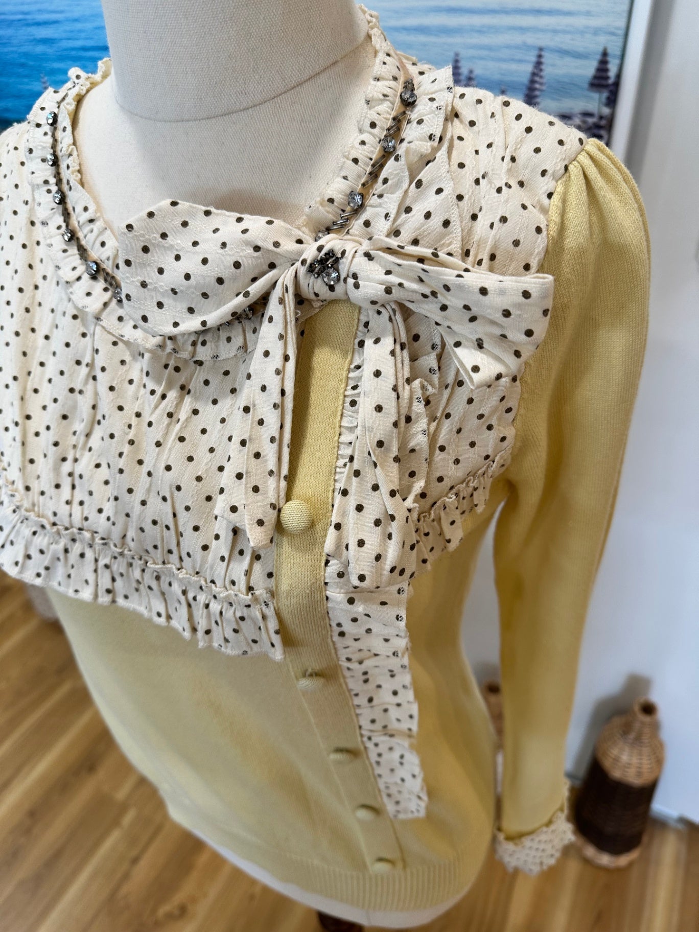 Rockabilly Summer Jumper - Small - Yellow w Polkadots