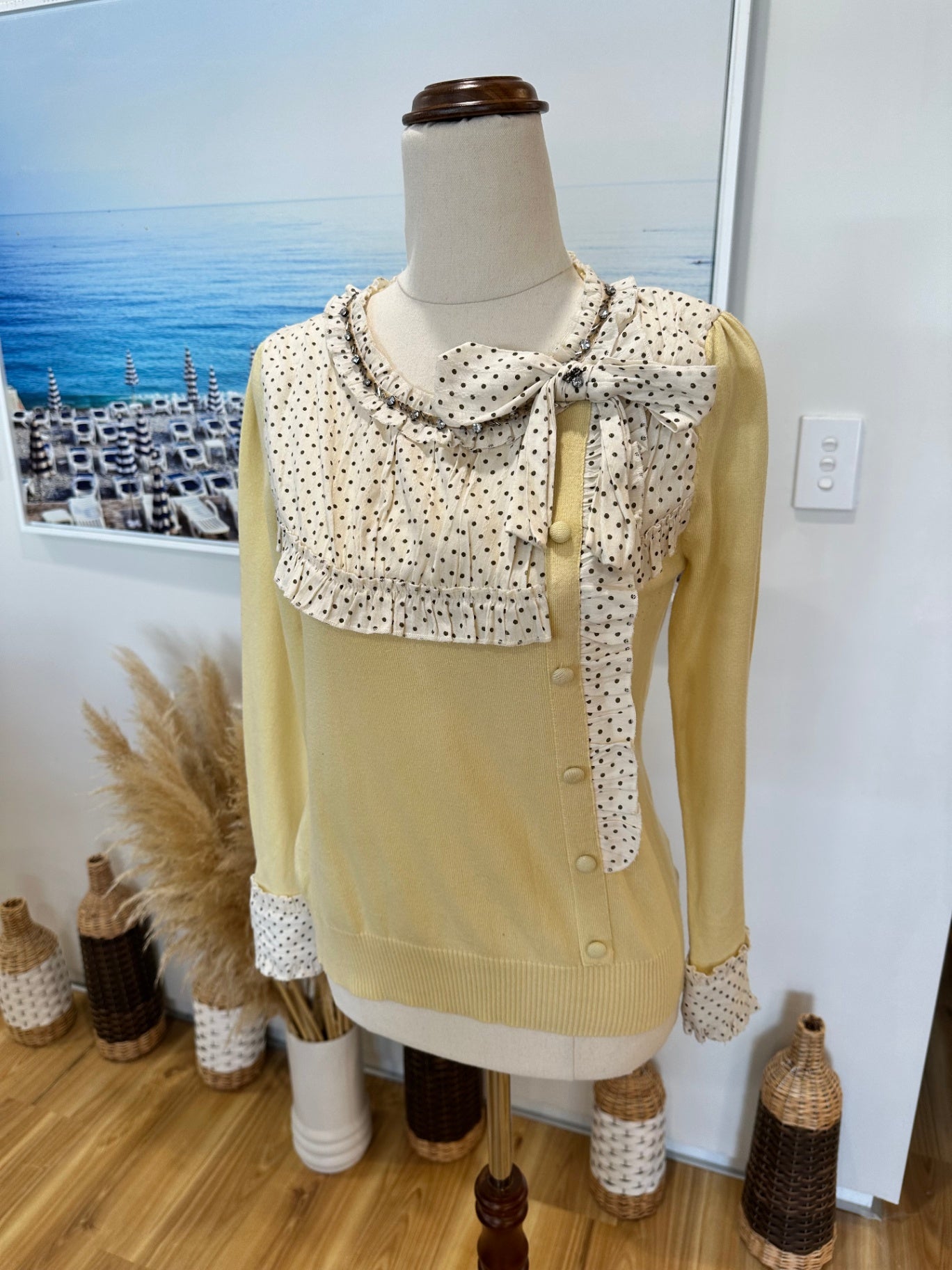 Rockabilly Summer Jumper - Small - Yellow w Polkadots