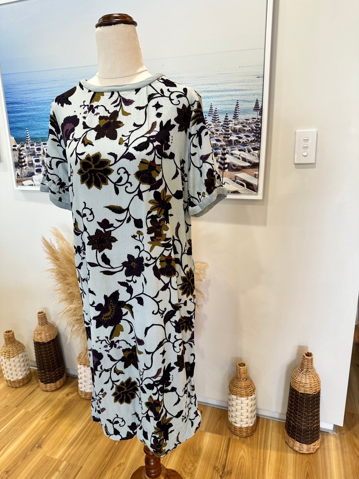 Noa Noa Dress - Medium - Light blue with floral print