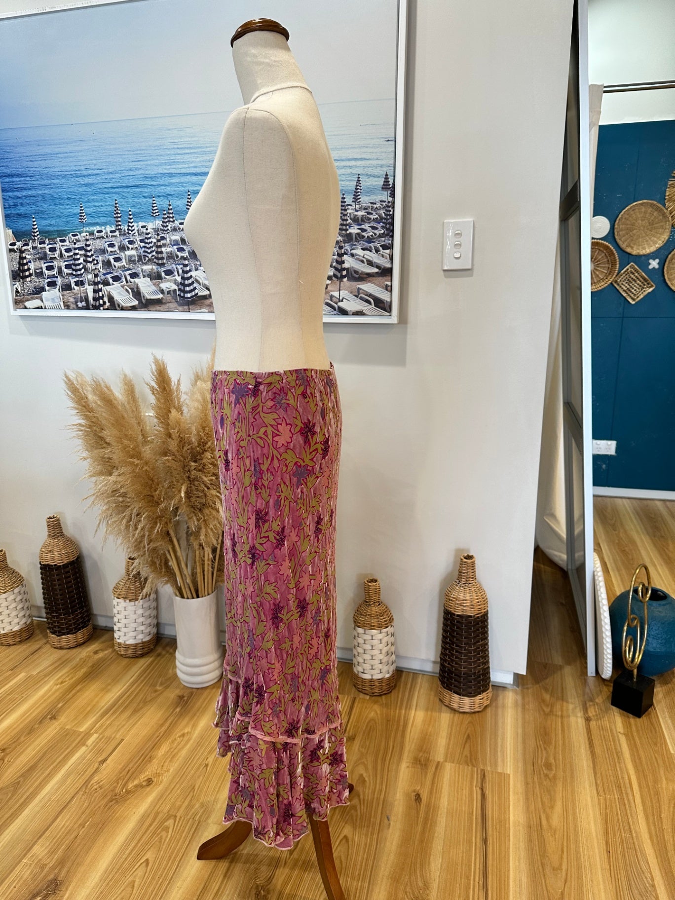 Vintage 90's - Velvet Skirt - Robin Jones - Size 12 - Pink