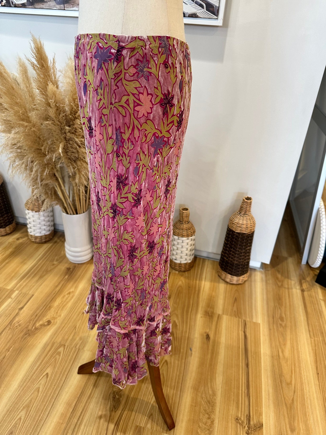 Vintage 90's - Velvet Skirt - Robin Jones - Size 12 - Pink