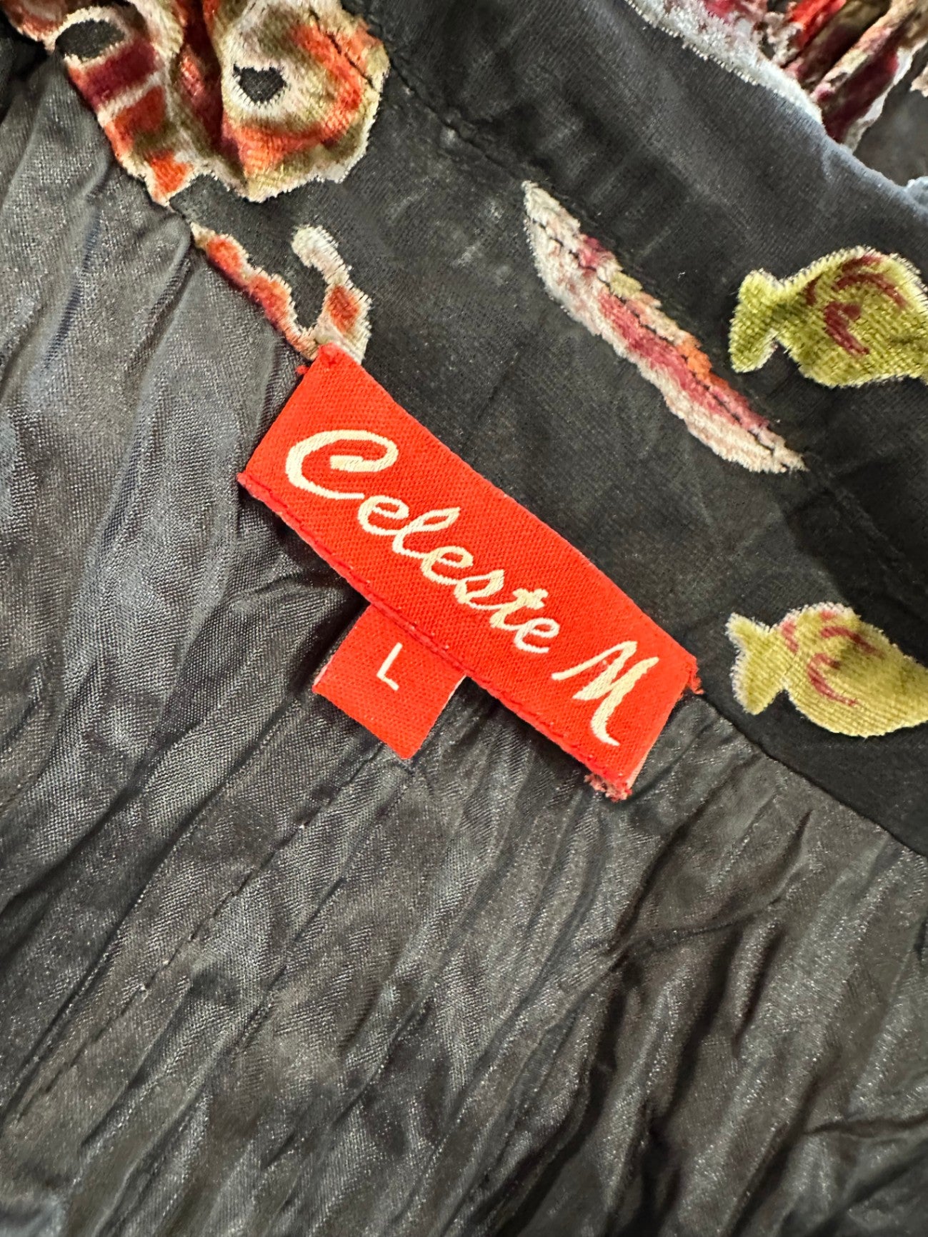 Velvet Jacket - Medium / Large - Black, red, gold, and green