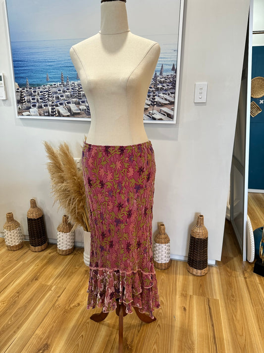Vintage 90's - Velvet Skirt - Robin Jones - Size 12 - Pink