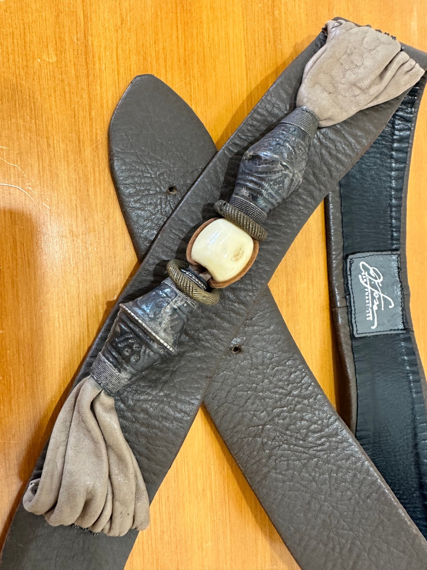 Vintage 70's Belt - Medium / Large - Leather with Bohemian Details