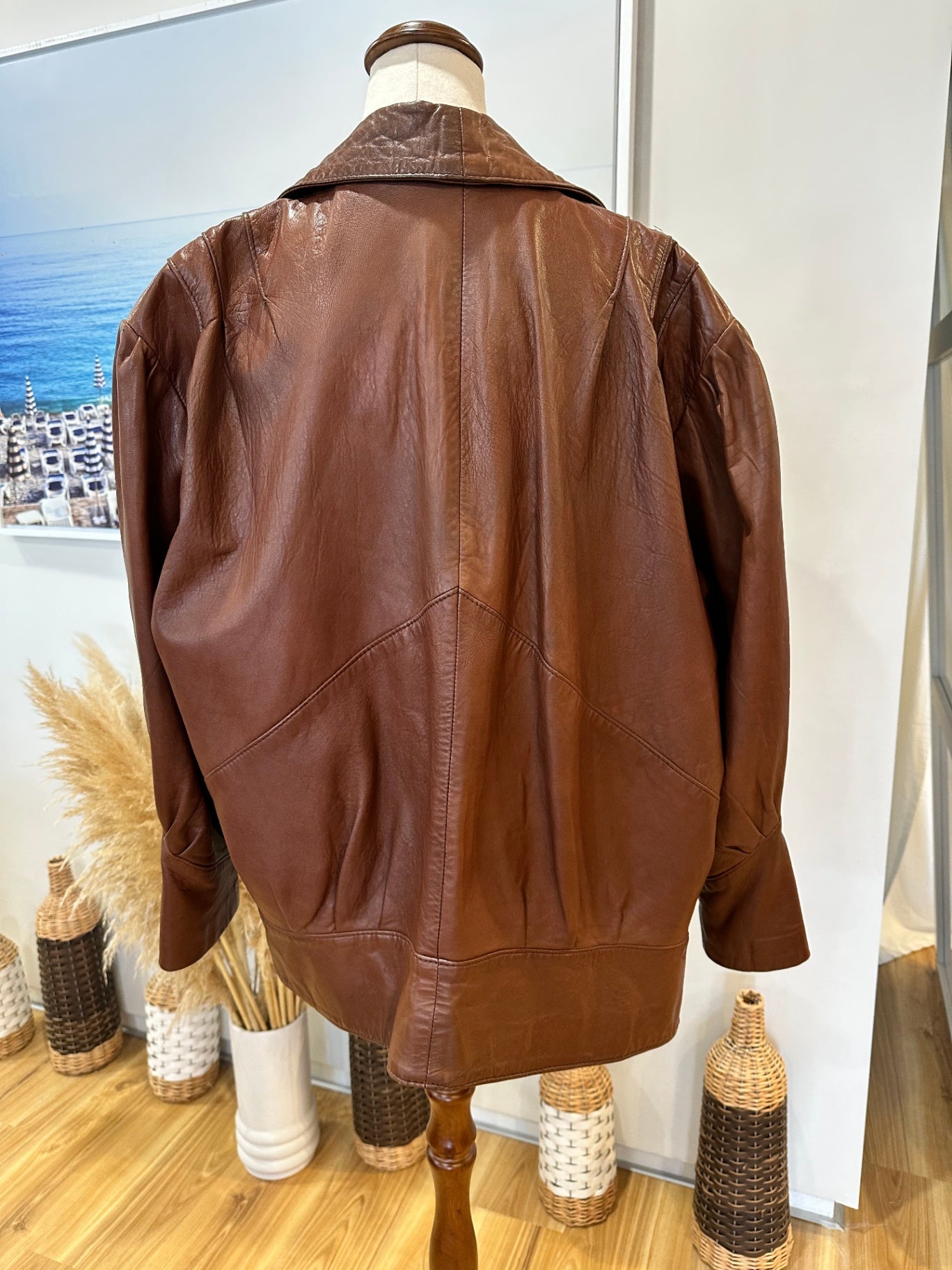 Vintage 80's Leather Jacket - Medium - Tan Brown