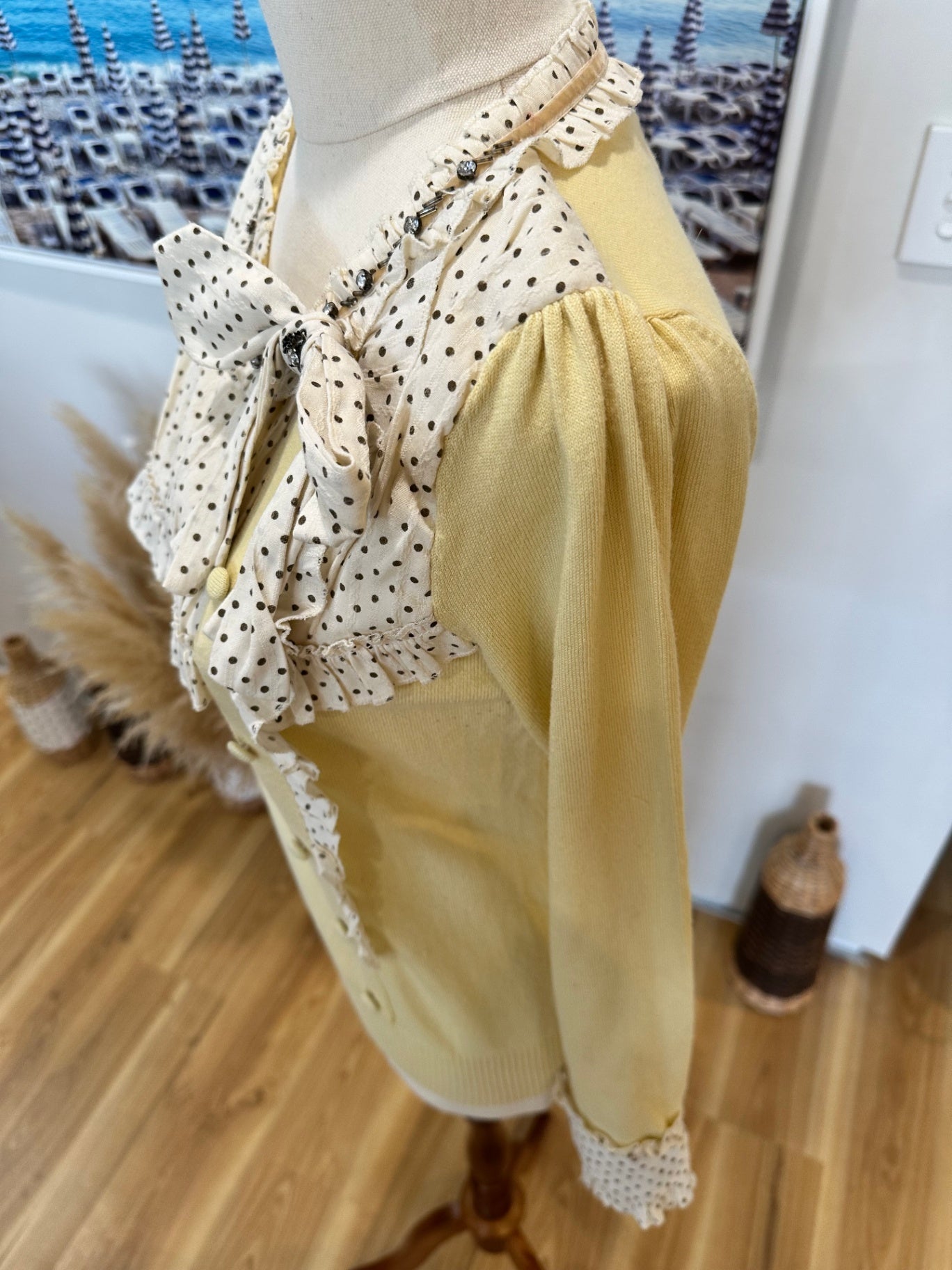 Rockabilly Summer Jumper - Small - Yellow w Polkadots