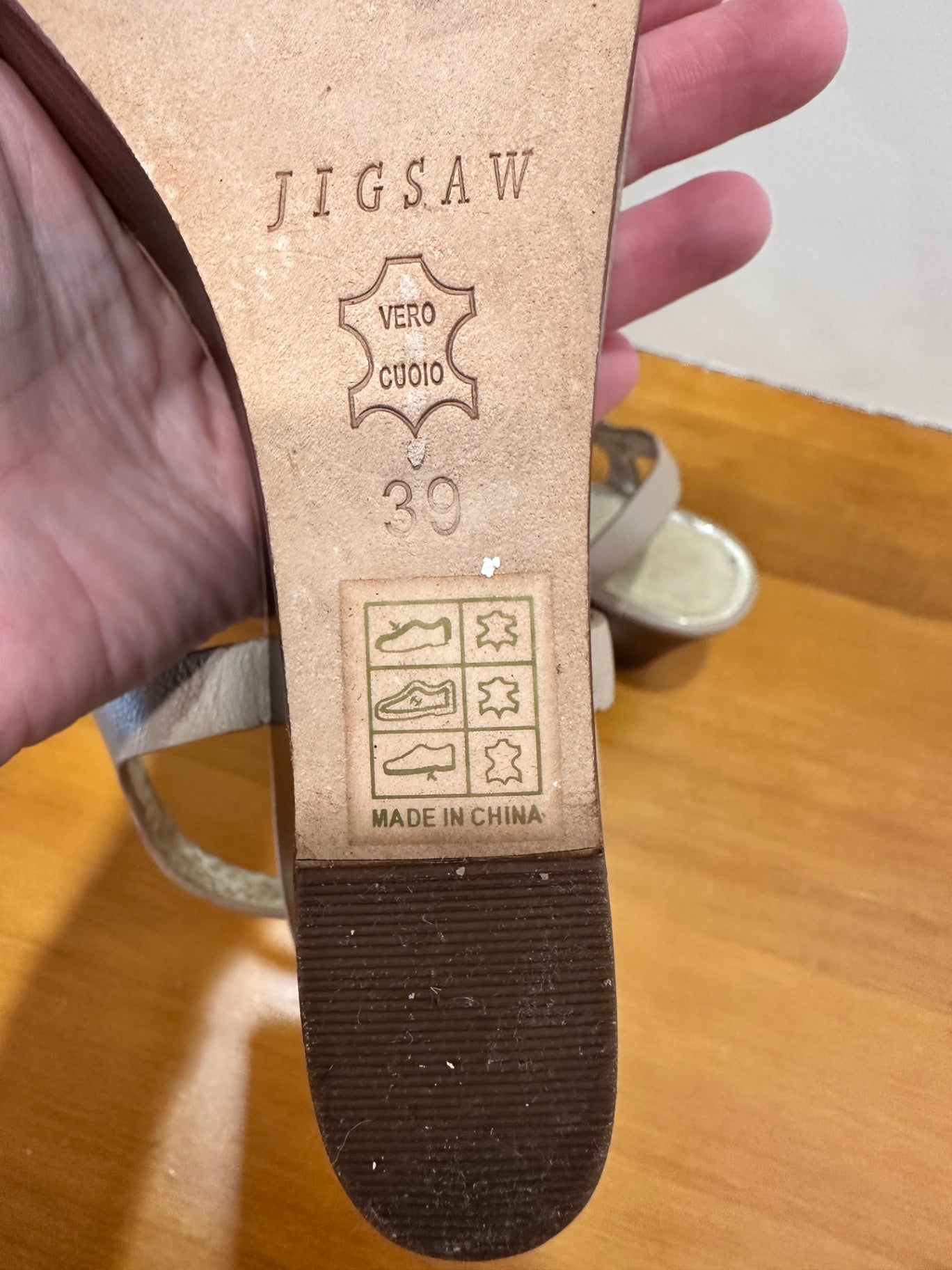 Jigsaw - Beige Leather Wedge / Sandals - Size EU 39