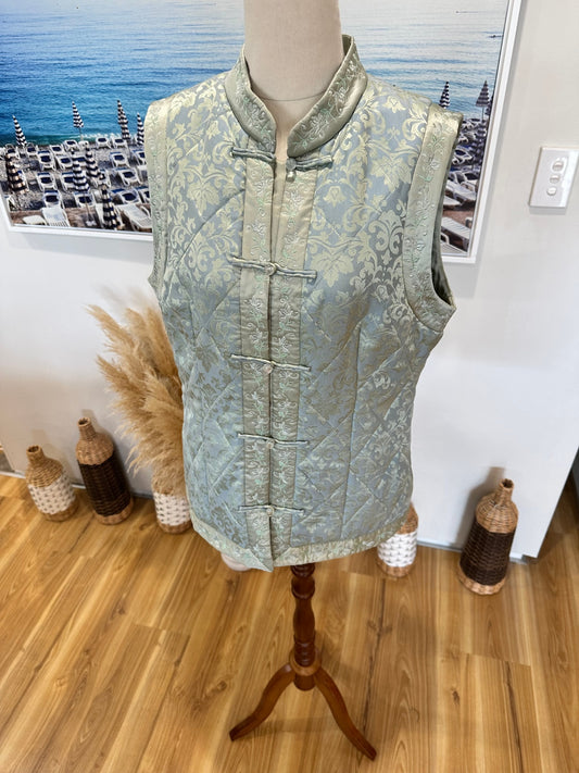 Vintage Vest - Small / Medium - Aqua (asian inspired)
