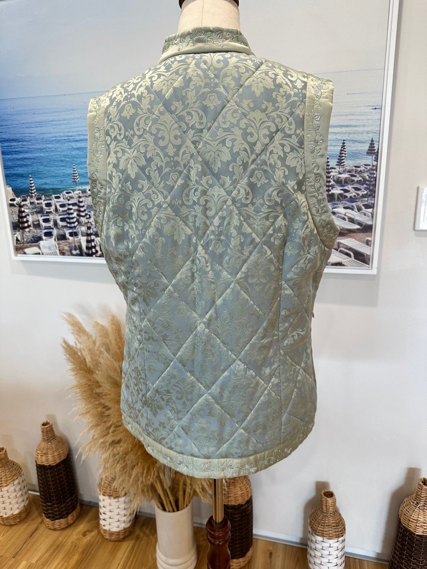 Vintage Vest - Small / Medium - Aqua (asian inspired)