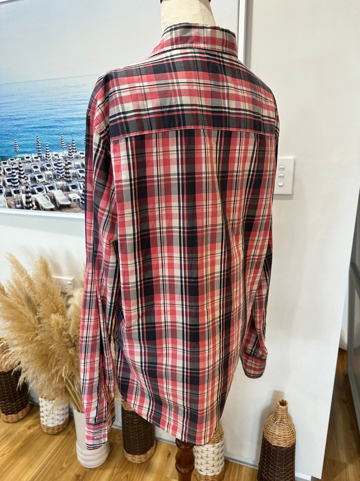 Just Jeans - 100% Cotton Shirt - Medium - Red / Blue