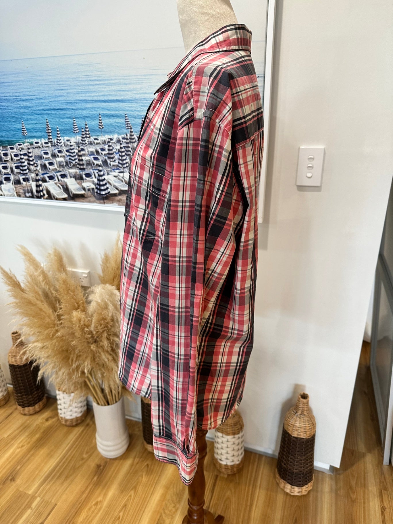 Just Jeans - 100% Cotton Shirt - Medium - Red / Blue