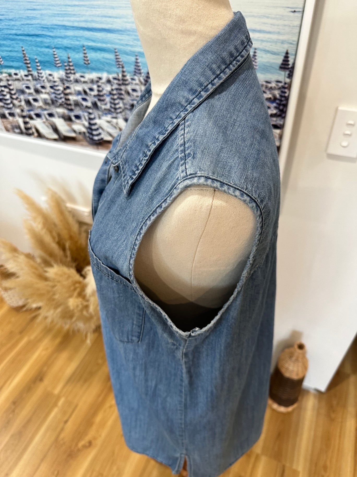 Denim Dress - 100% Cotton - Small - Blue