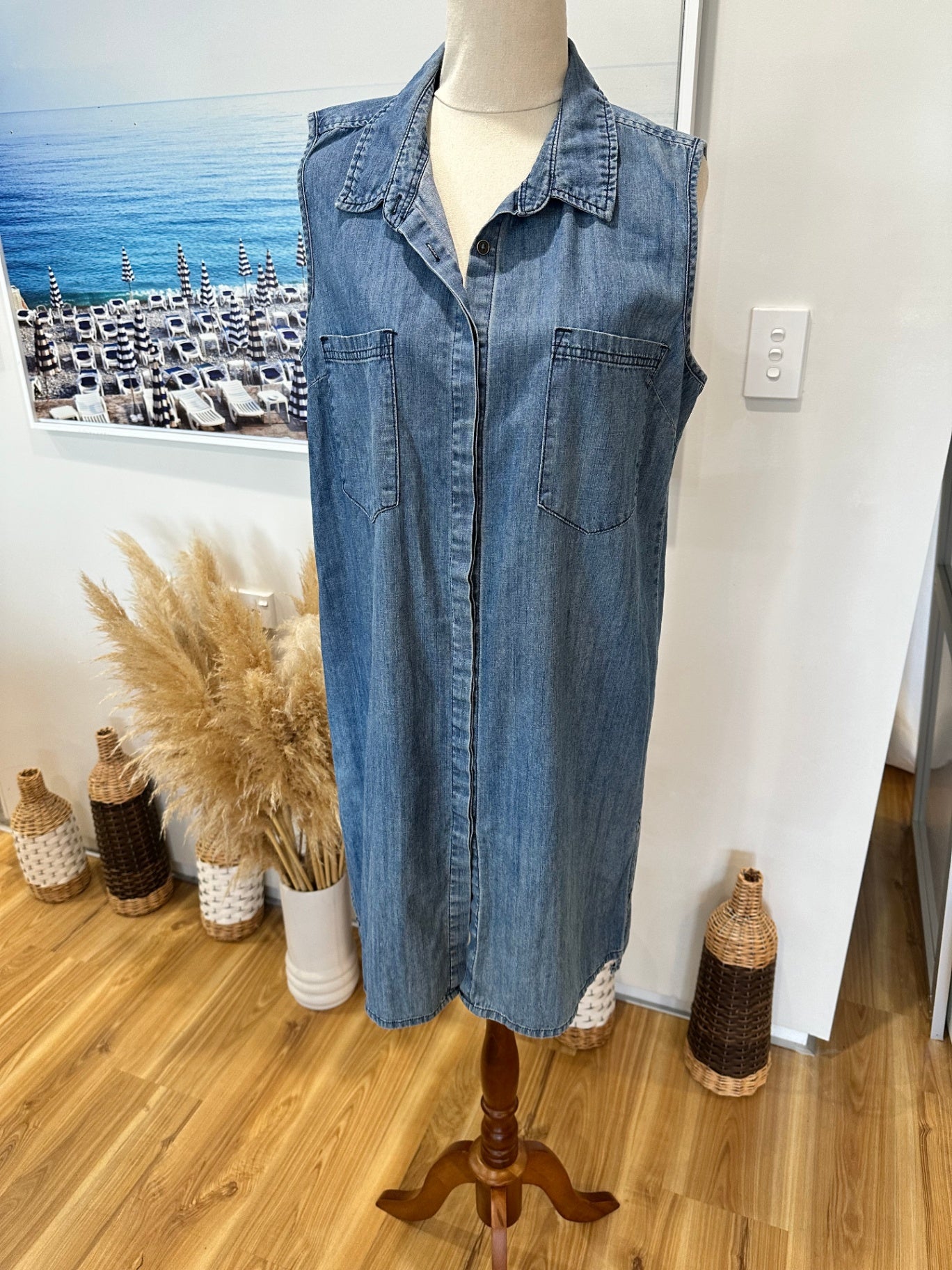 Denim Dress - 100% Cotton - Small - Blue