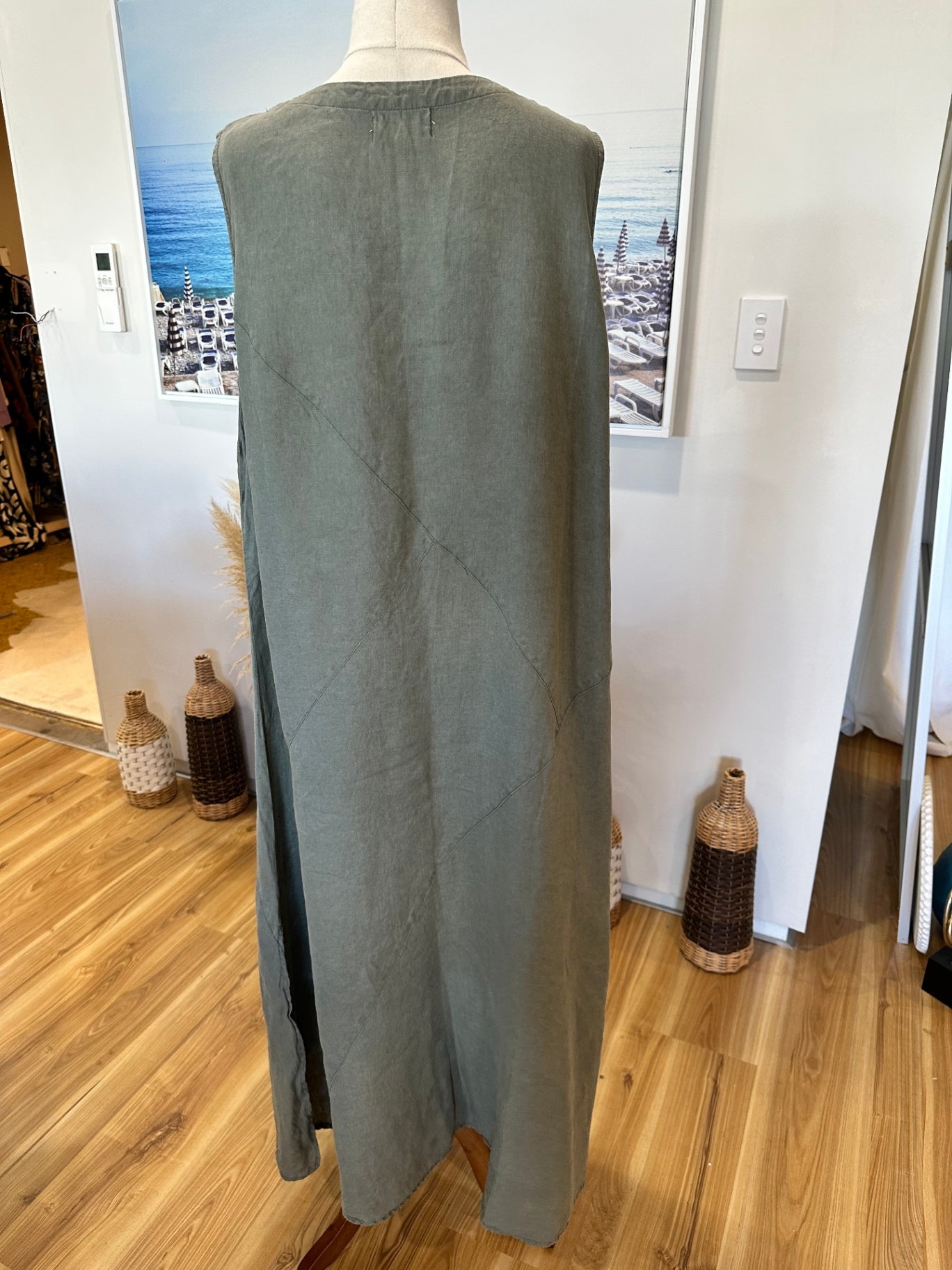 Naturals by O&J - 100% Linen Dress - Medium / Large - Greyish-green