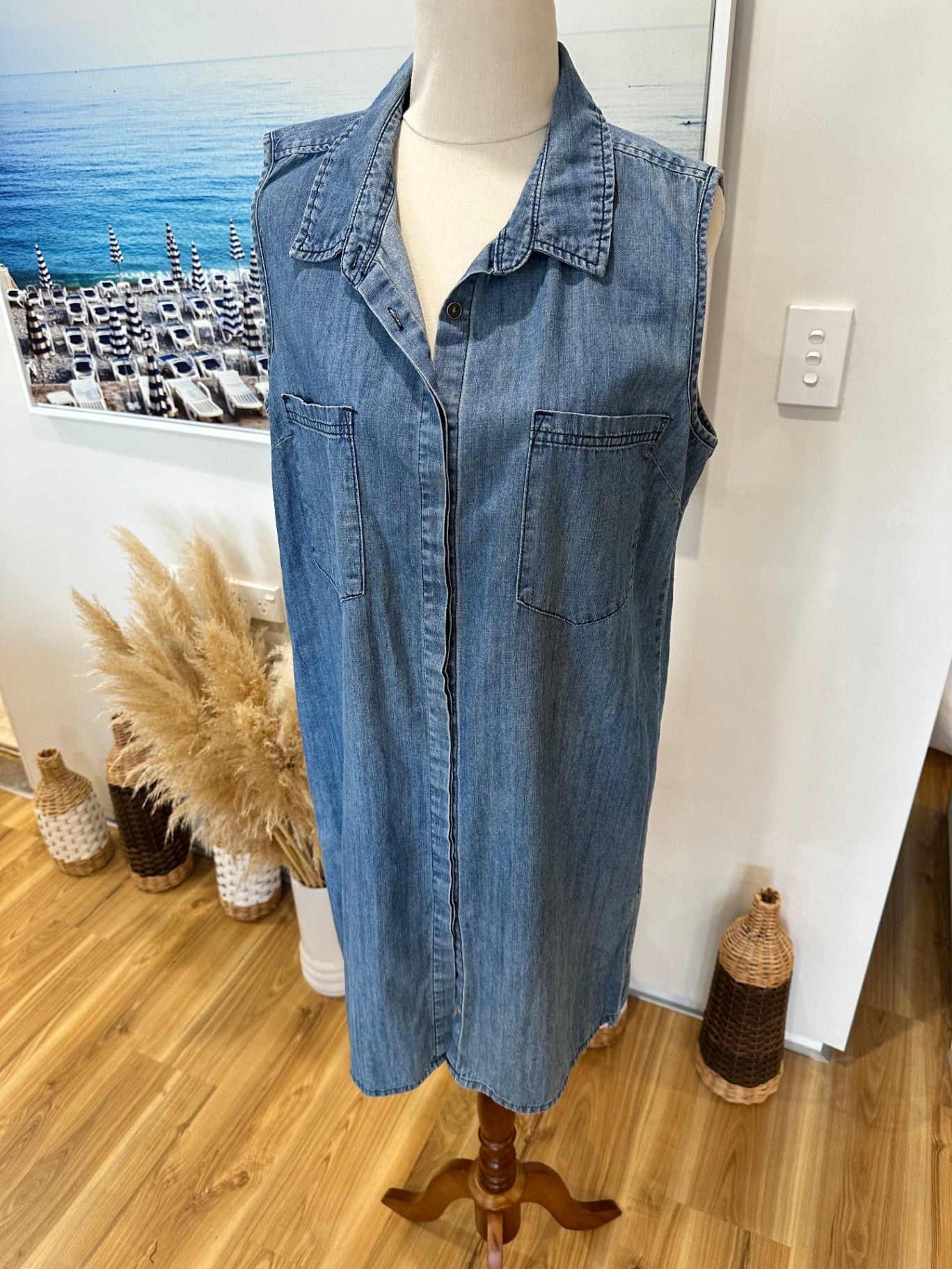 Denim Dress - 100% Cotton - Small - Blue