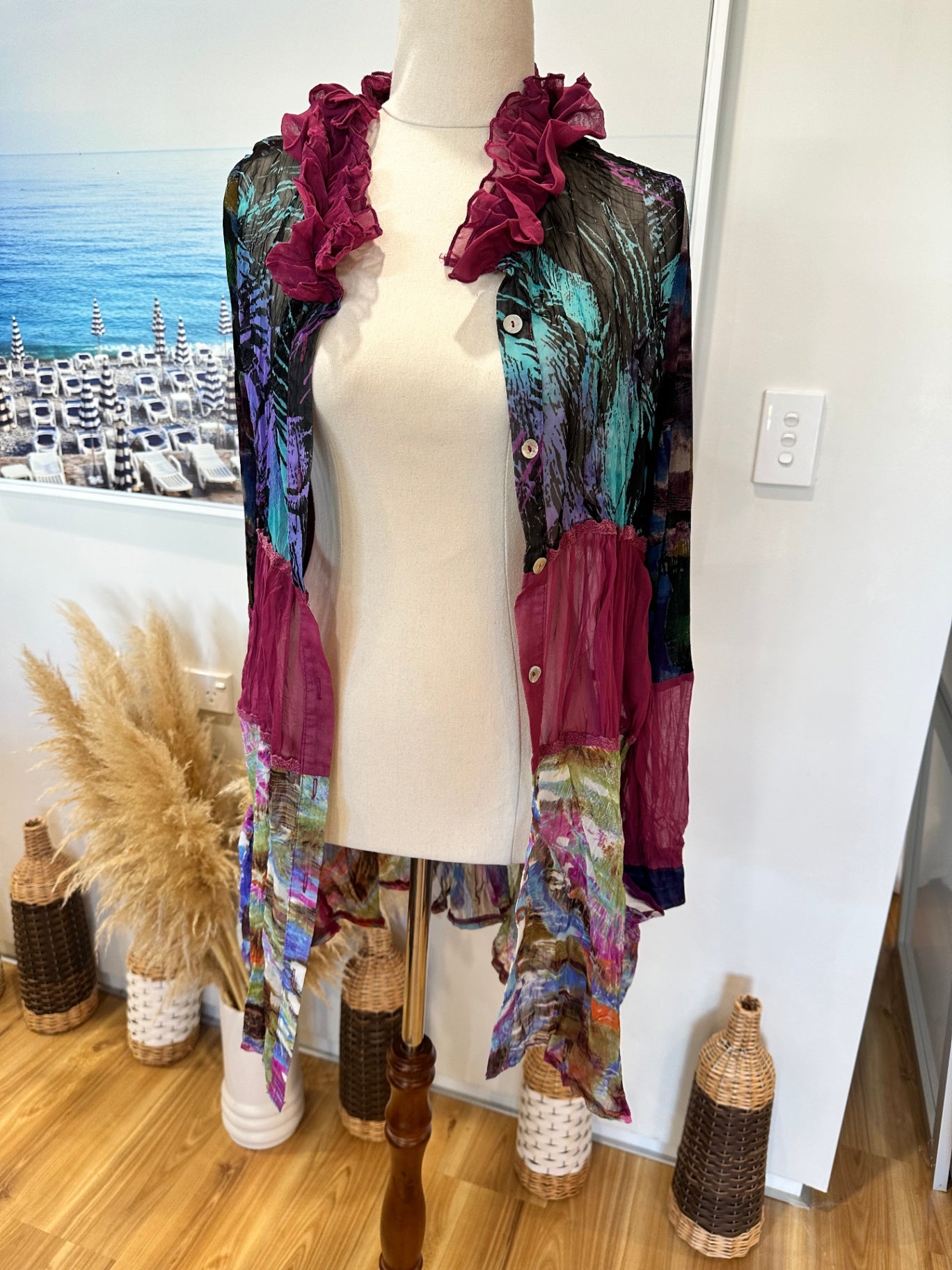 Democracy - Sheer Longline Cardigan - Size 8