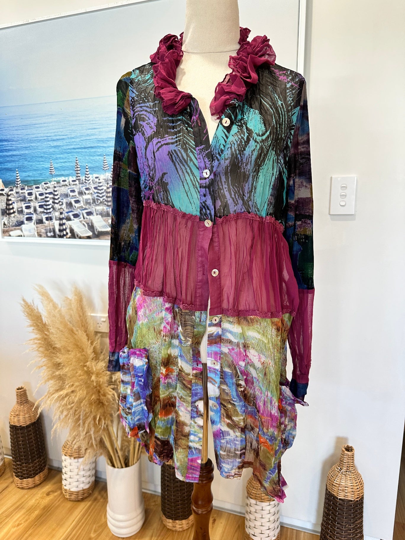 Democracy - Sheer Longline Cardigan - Size 8