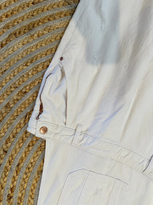 Denim Dungarees - Size 12 - White