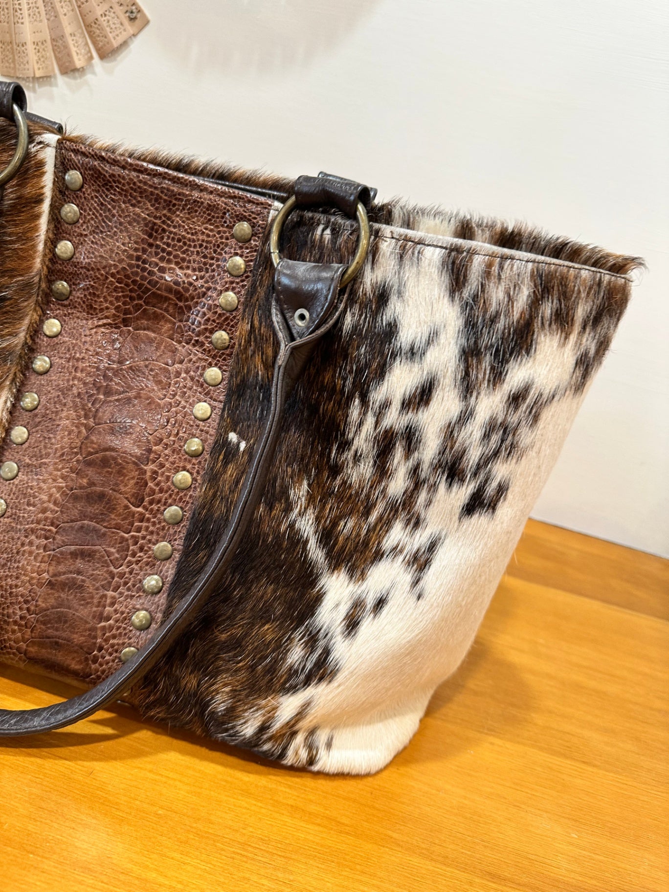 Vintage - Laptop Handbag - Brown, White, Black