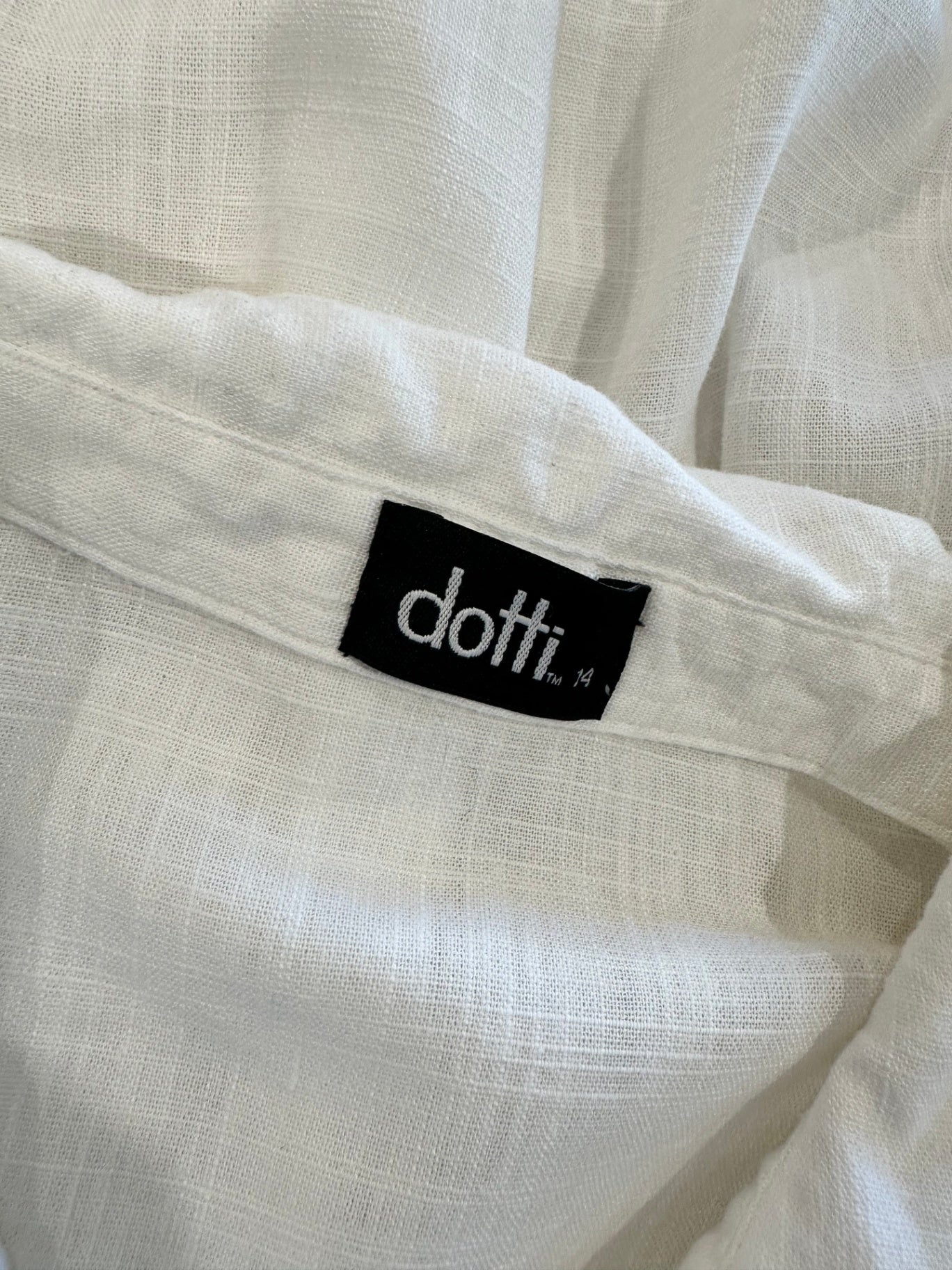 Dotti - Summer Dress - 30% Linen - Size 14 White