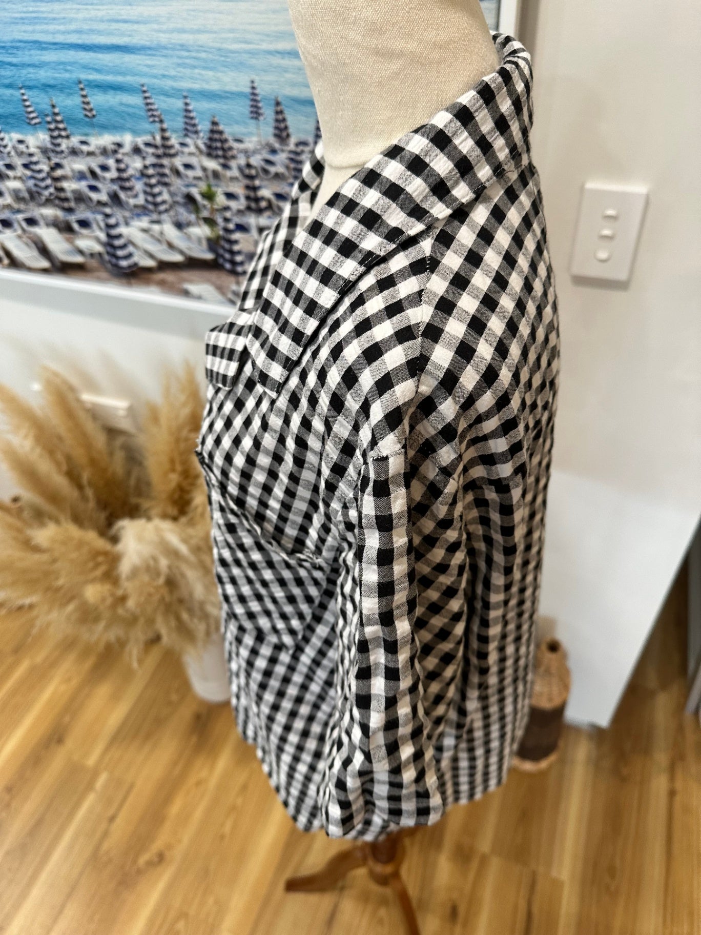 Black and White Gingham - Shirt - Large