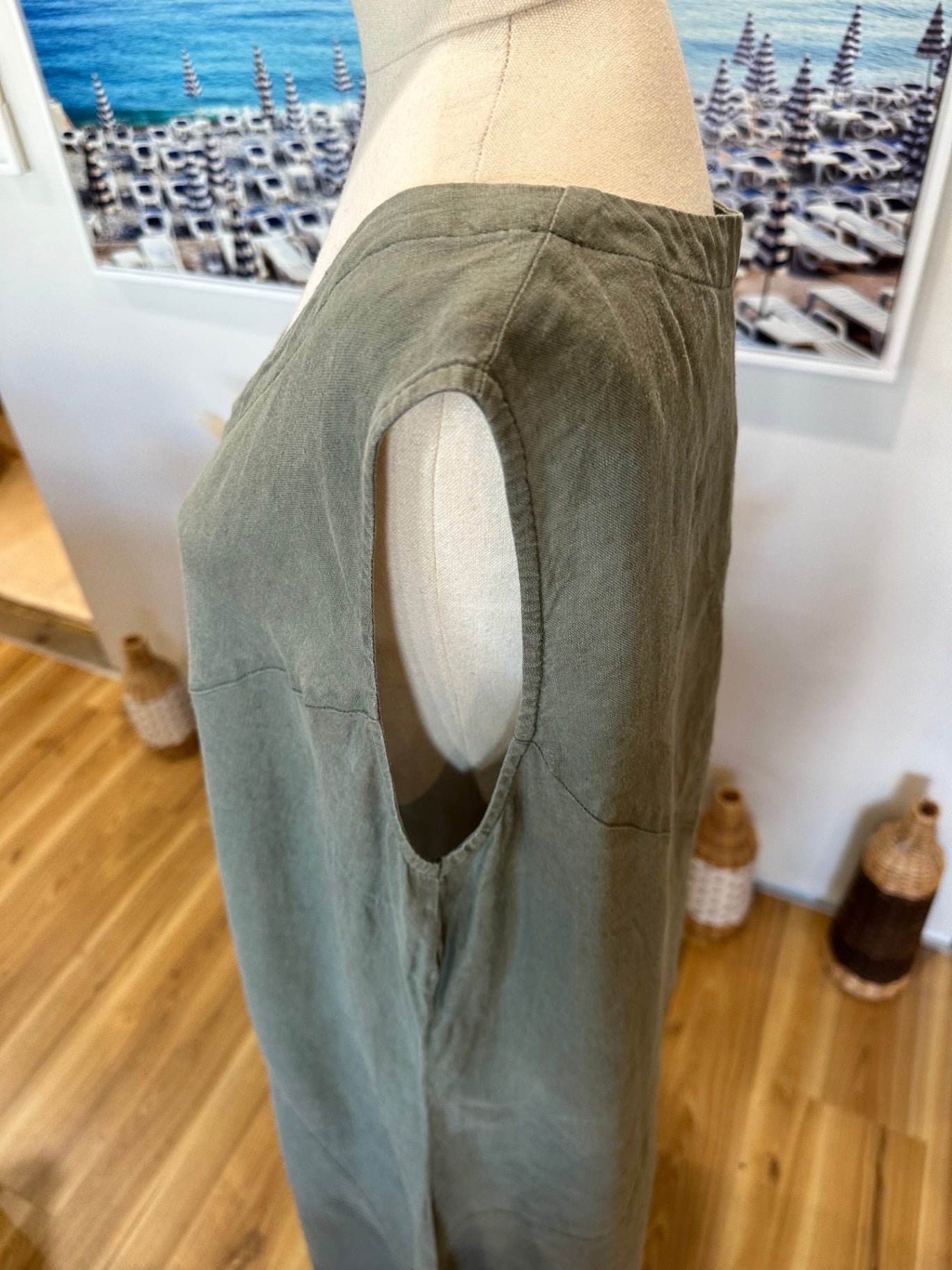 Naturals by O&J - 100% Linen Dress - Medium / Large - Greyish-green