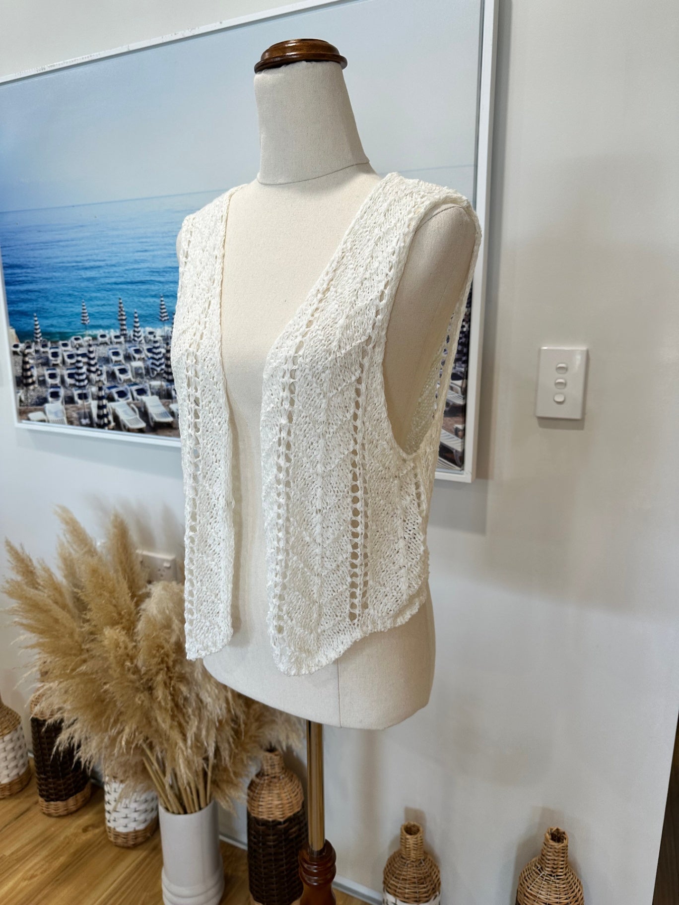 Crochet Style Bohemian Vest - Small