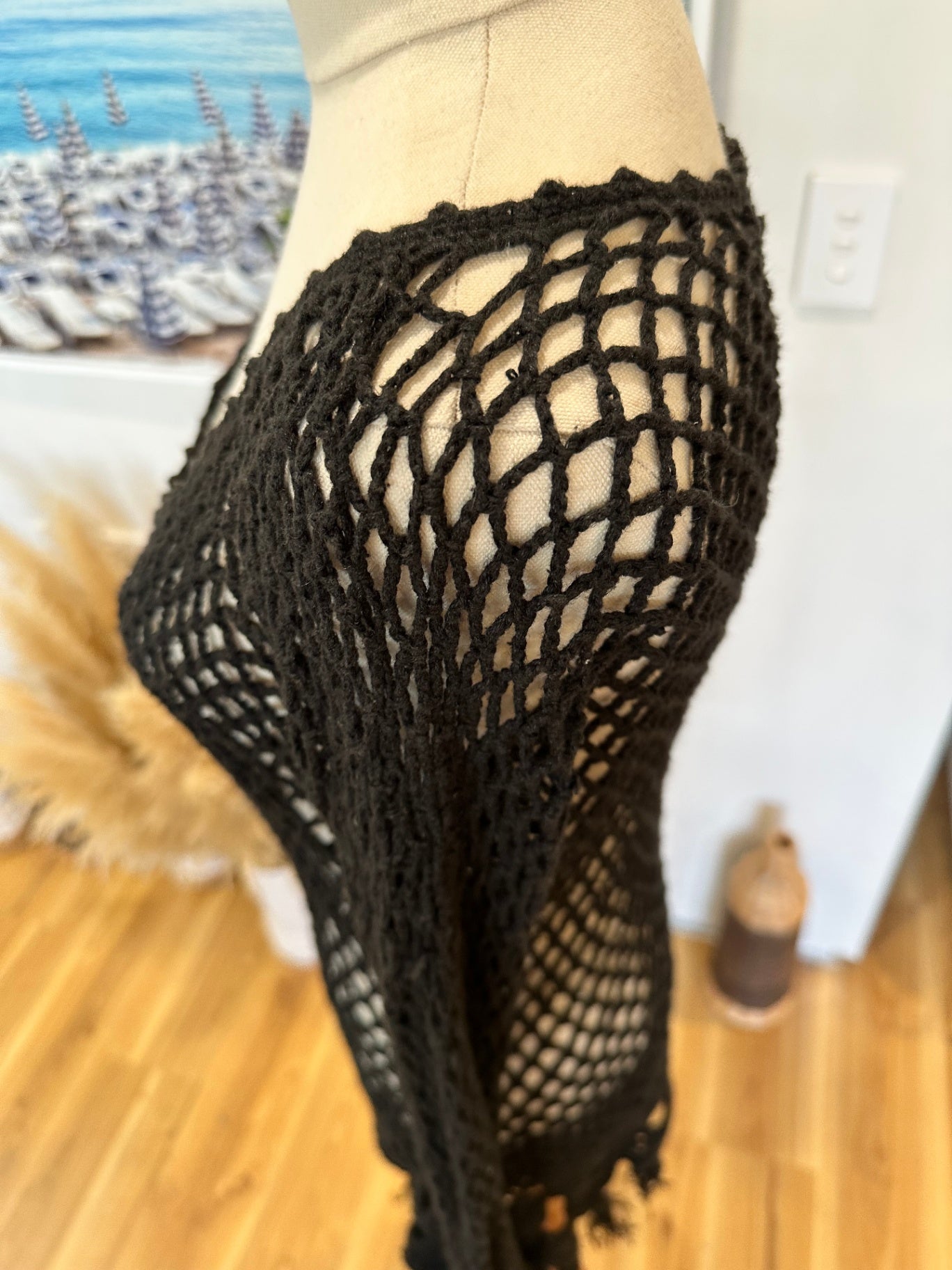 Vintage - Crochet Jumper - Small - Black - Worn by music legend!