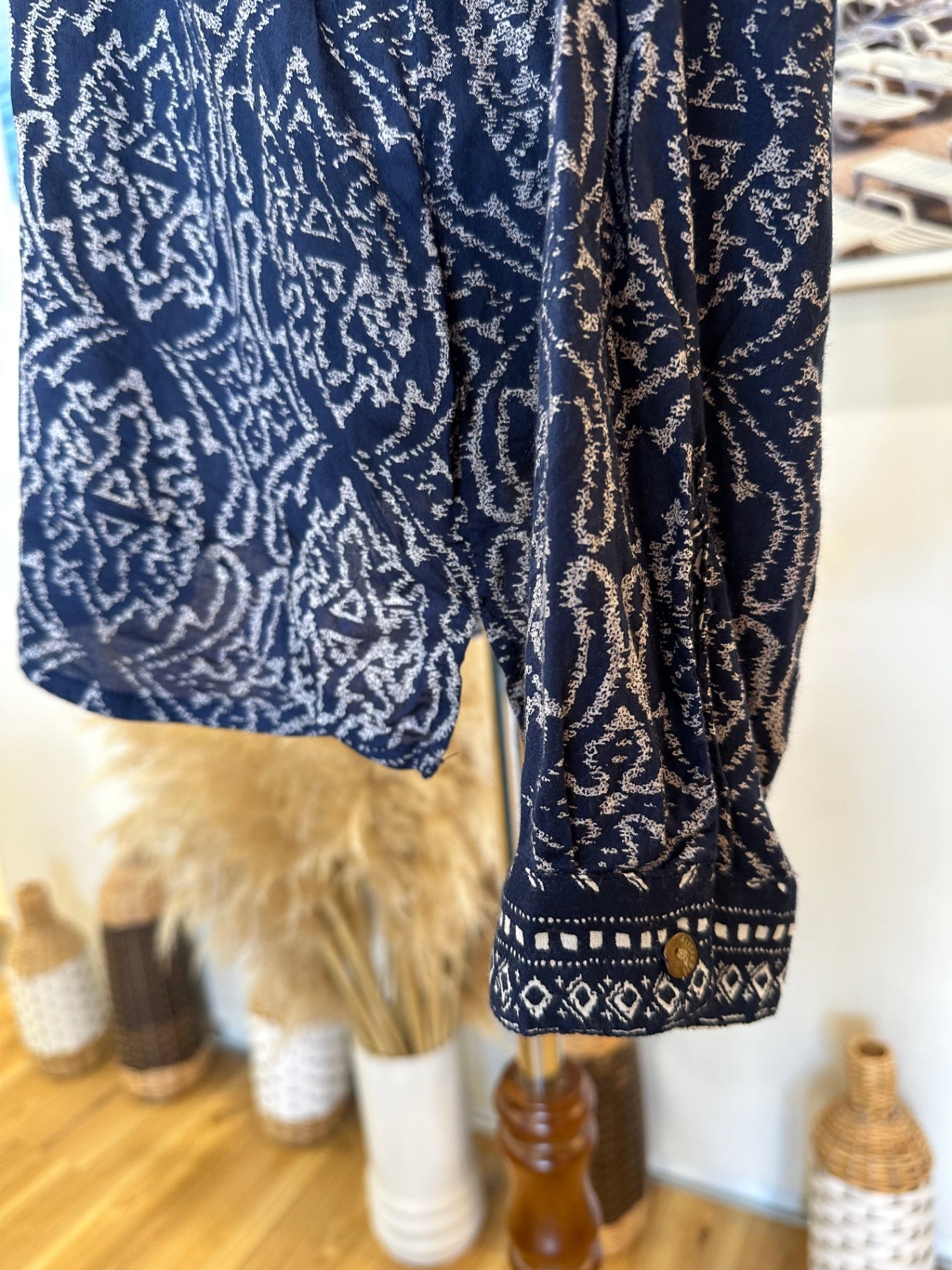 Tigerlily - Bohemian Blouse - Size 6 - Navy Blue and White