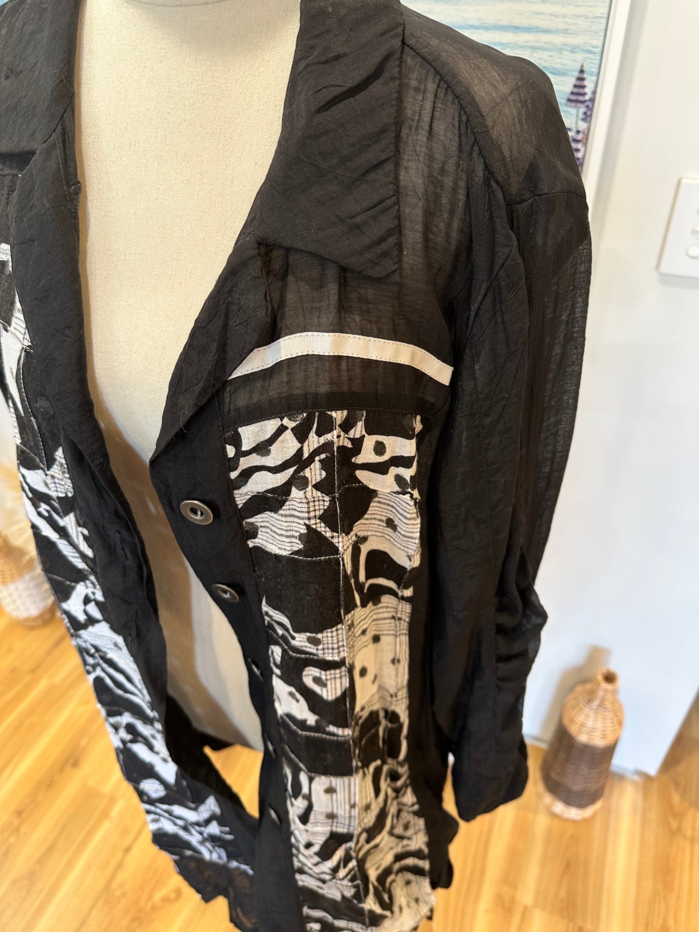 Rosary Cardigan - Size 18 - Made in New Zealand - Black and White