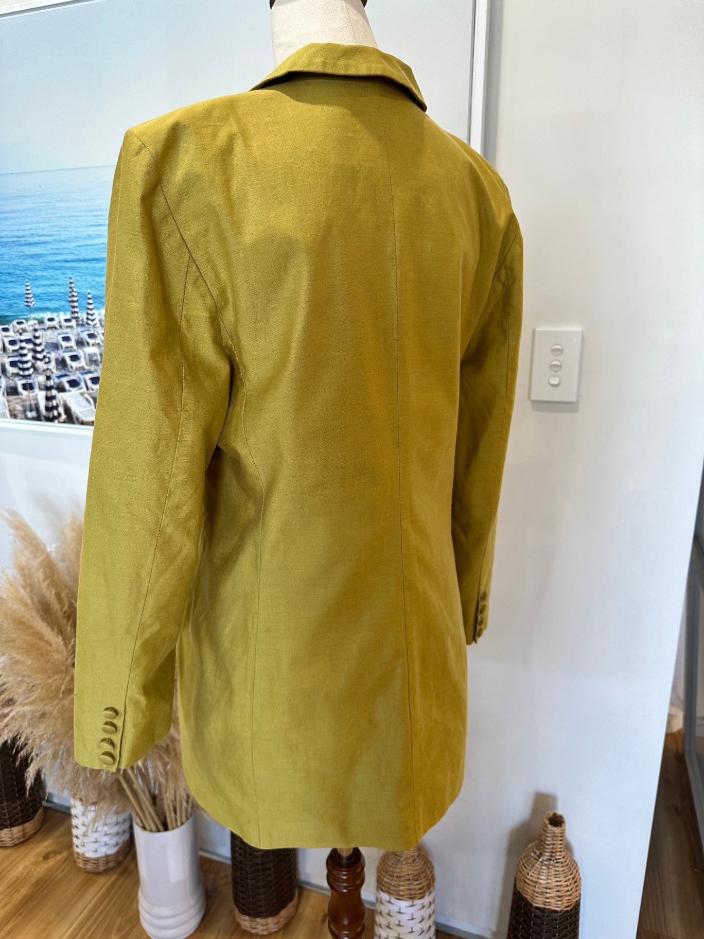 Made in New Zealand Blazer - Size 12 - Olive / Chartreuse
