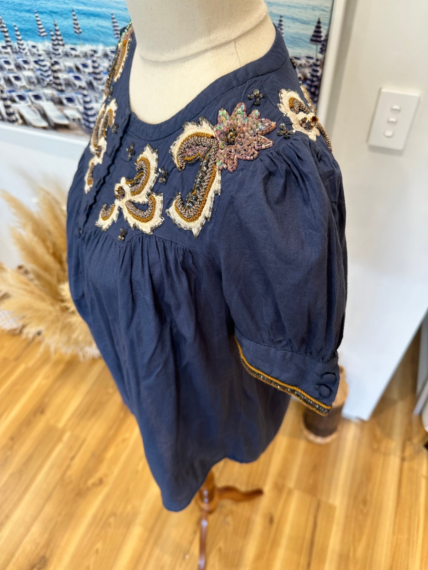 French Connection Blouse - Size 6 - Navy w Sequins <NEW>
