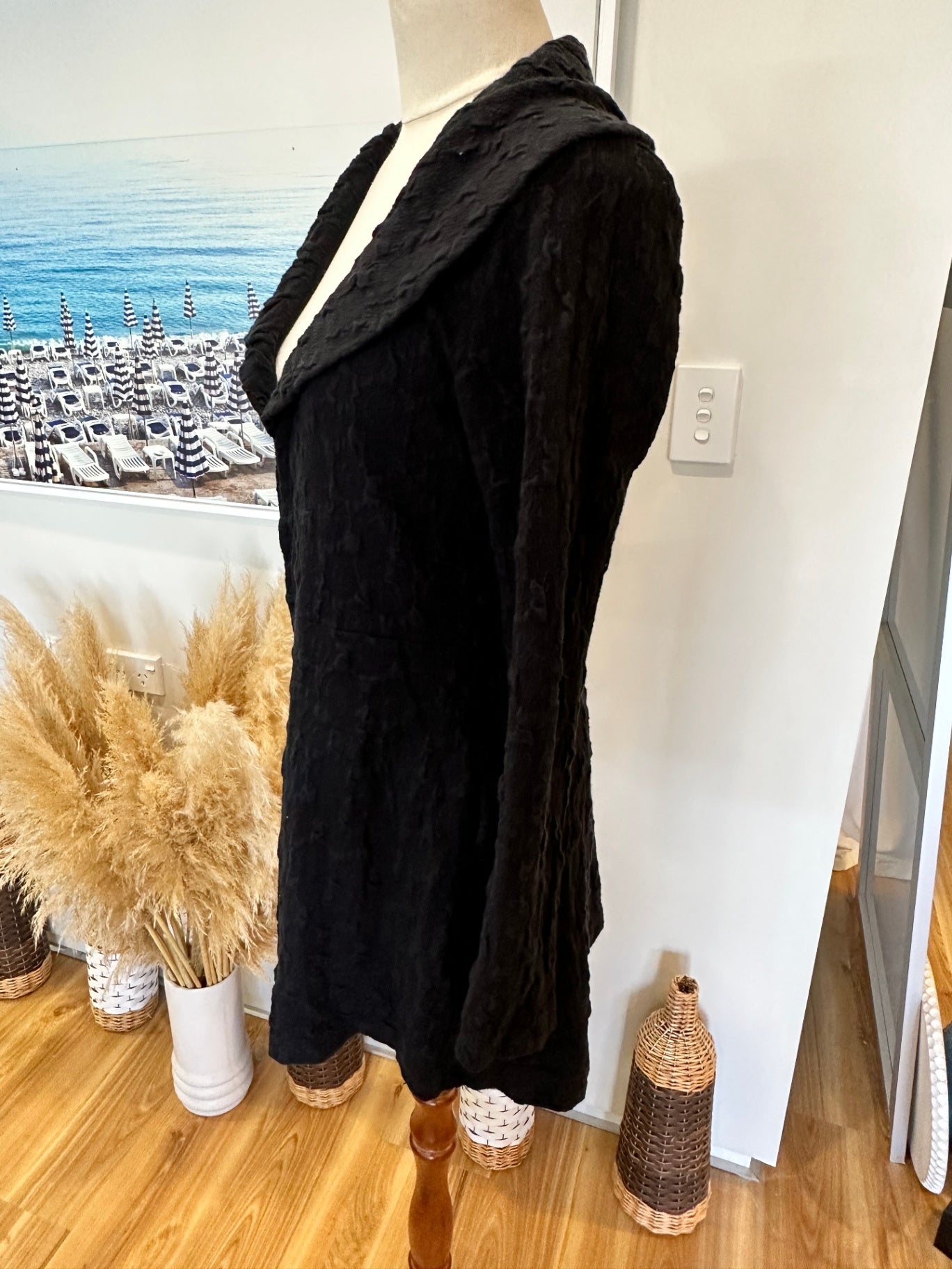 Urban - Big Collar Cardigan / Jumper - Small / Medium - Black